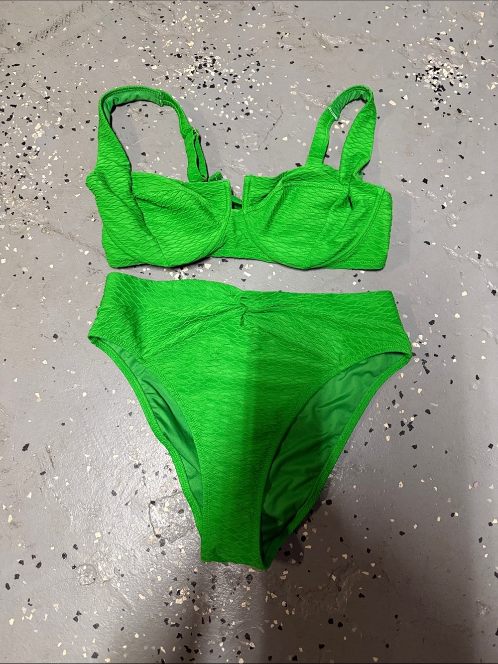 Vibrant Green Textured Two-Piece Bikini
